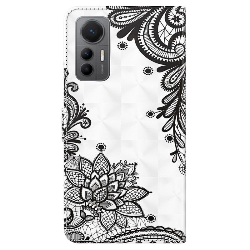 Folio Cover Xiaomi 12 Lite Pizzo Con Spalline