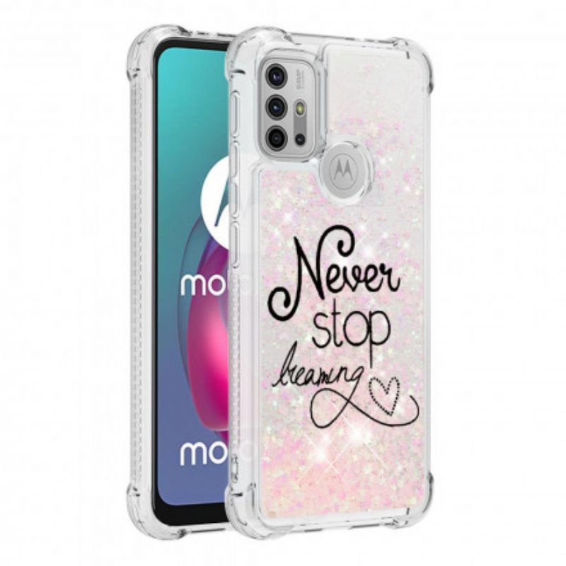 Cover Moto G30 / G10 Non Smettere Mai Di Sognare Glitter