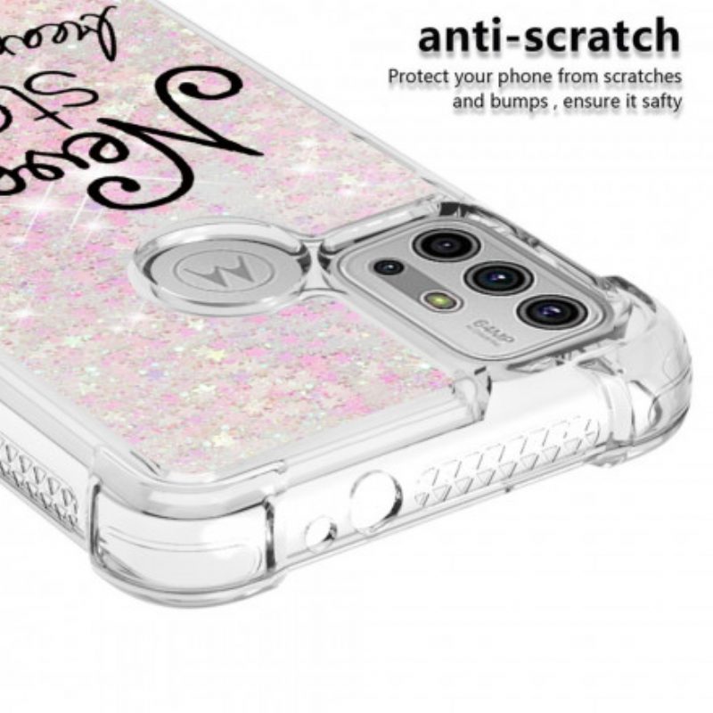 Cover Moto G30 / G10 Non Smettere Mai Di Sognare Glitter