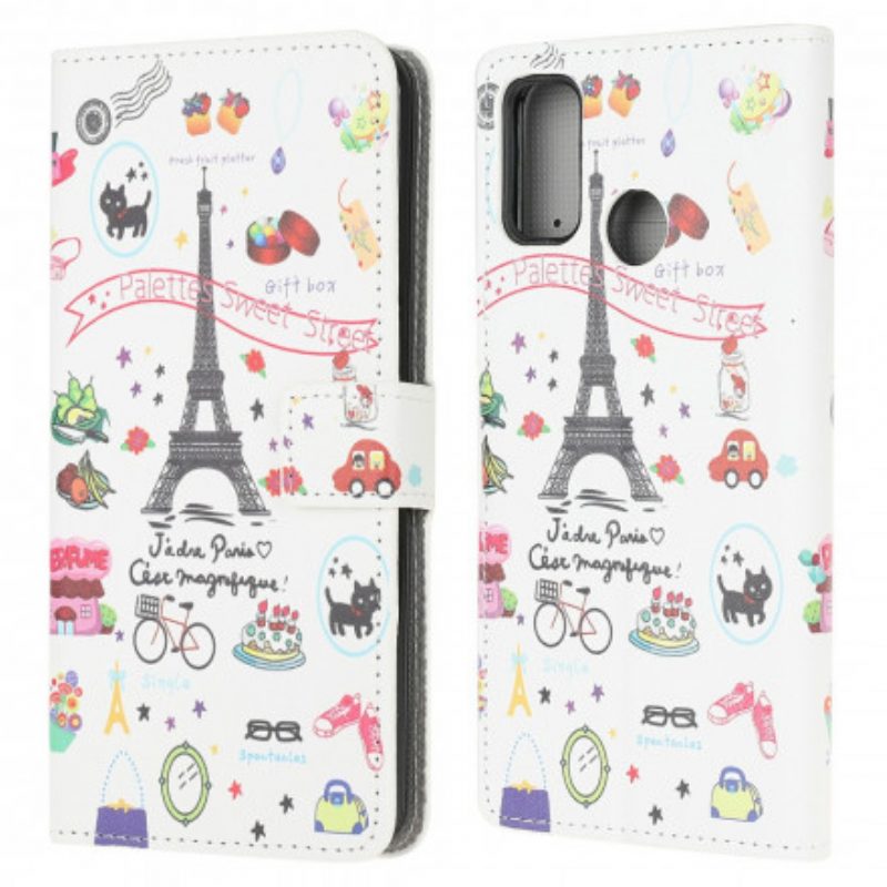 Custodia in pelle Moto G30 / G10 Amo Parigi