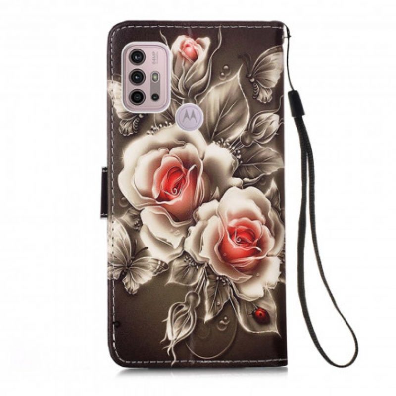 Custodia in pelle Moto G30 / G10 Rose D'oro