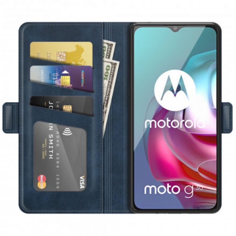 Folio Cover Moto G30 / G10 Custodia in pelle Doppio Lembo