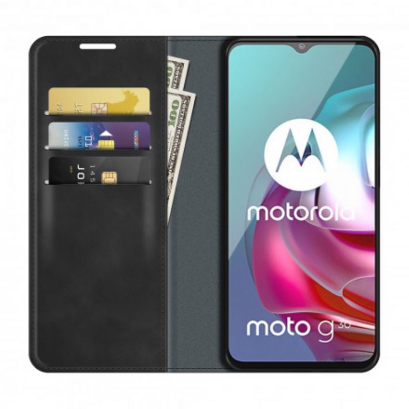 Folio Cover Moto G30 / G10 Custodia in pelle Effetto Pelle Morbida Seta