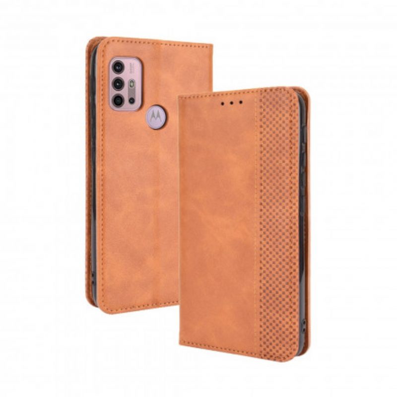 Folio Cover Moto G30 / G10 Custodia in pelle Effetto Pelle Vintage Stilizzato