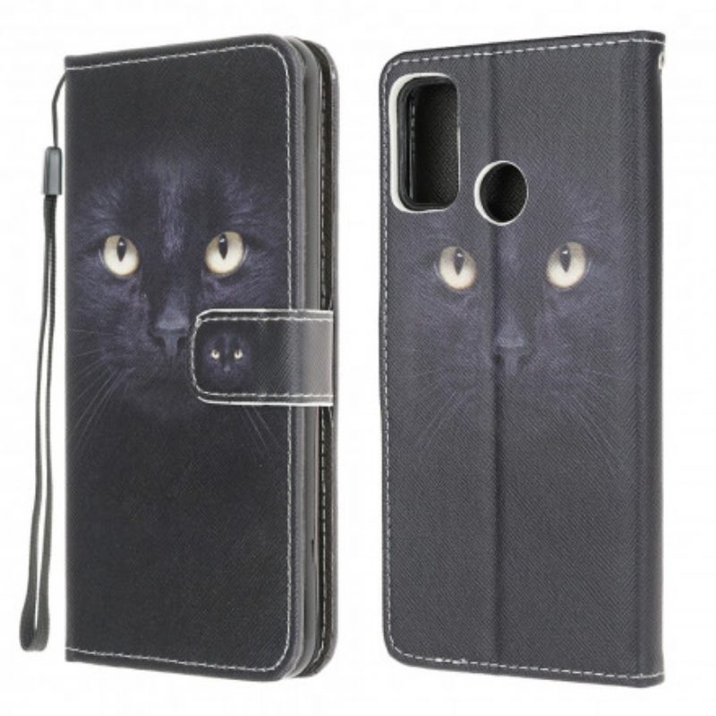 Folio Cover Moto G30 / G10 Strappy Occhi Di Gatto Nero