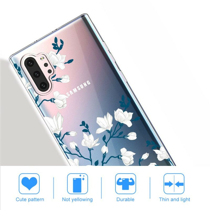 Cover Samsung Galaxy Note 10 Plus Fiori Bianchi