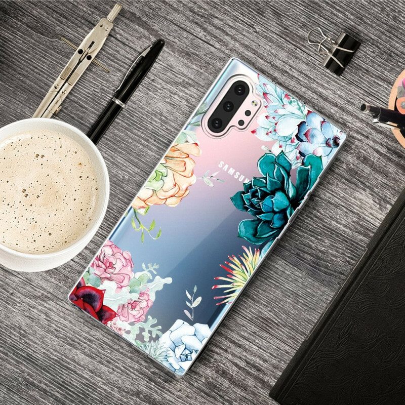 Cover Samsung Galaxy Note 10 Plus Fiori Dell'acquerello Senza Soluzione Di Continuità