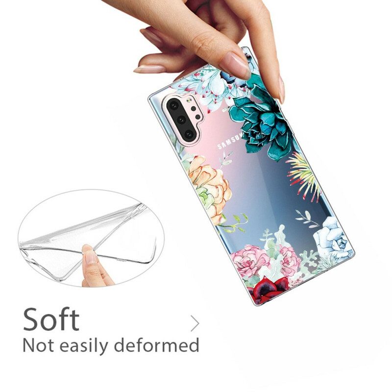 Cover Samsung Galaxy Note 10 Plus Fiori Dell'acquerello Senza Soluzione Di Continuità