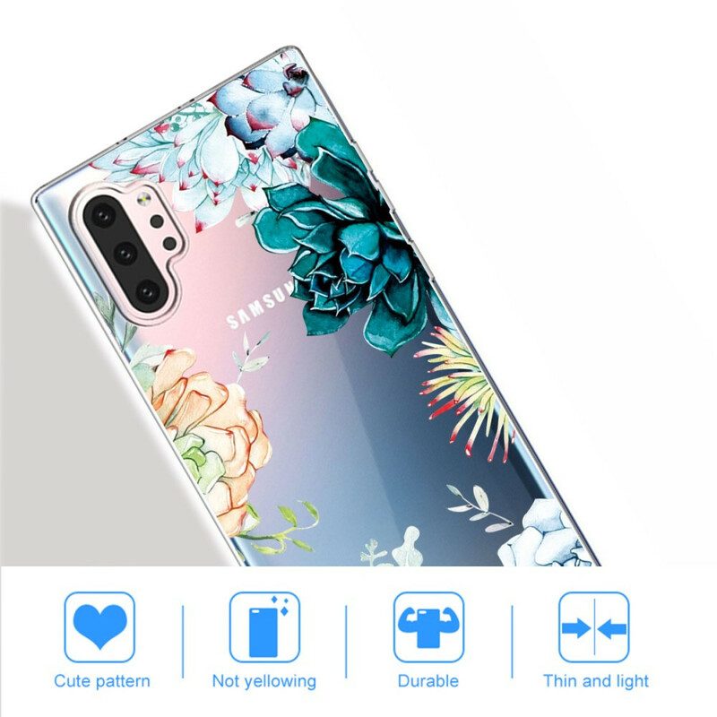 Cover Samsung Galaxy Note 10 Plus Fiori Dell'acquerello Senza Soluzione Di Continuità