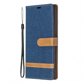 Custodia in pelle Samsung Galaxy Note 10 Plus Cinturino Effetto Tessuto E Pelle