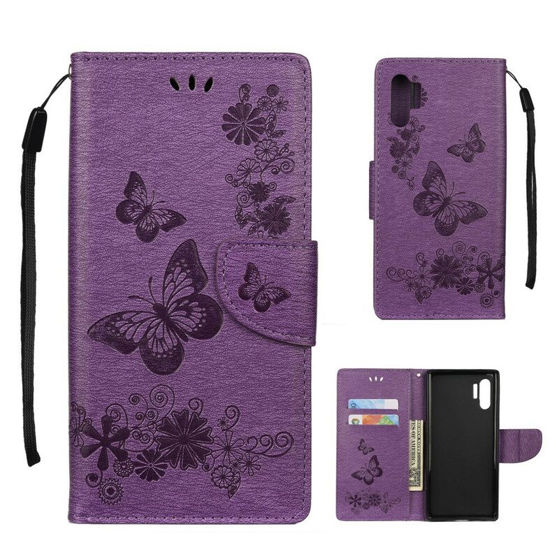 Custodia in pelle Samsung Galaxy Note 10 Plus Farfalle E Cravatte Floreali