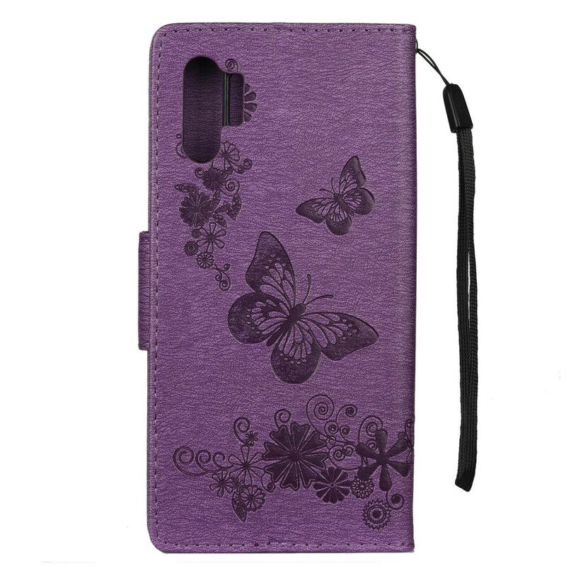 Custodia in pelle Samsung Galaxy Note 10 Plus Farfalle E Cravatte Floreali