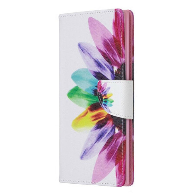 Custodia in pelle Samsung Galaxy Note 10 Plus Fiore Dell'acquerello