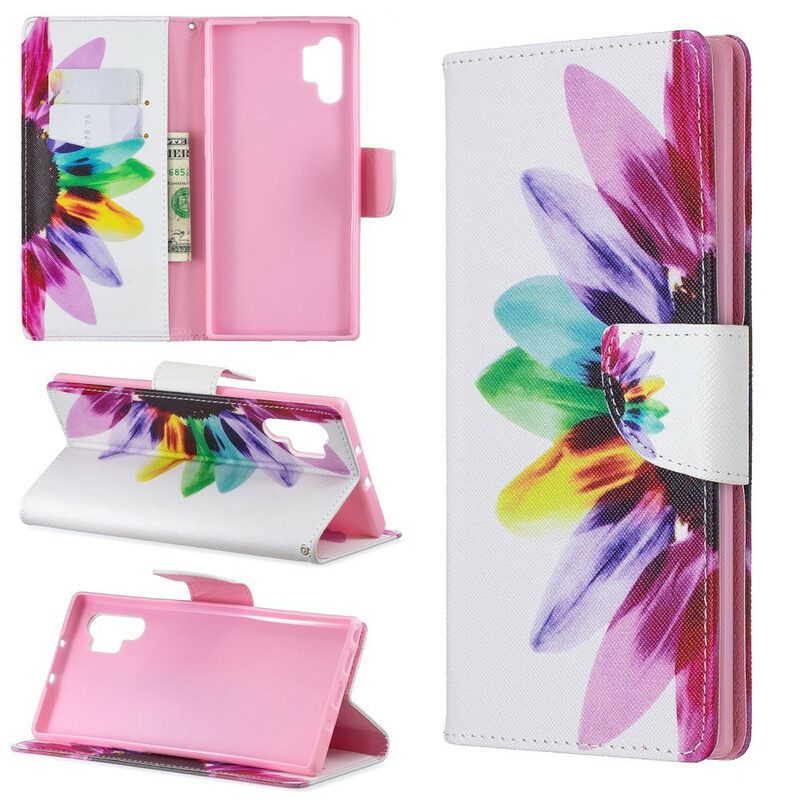 Custodia in pelle Samsung Galaxy Note 10 Plus Fiore Dell'acquerello