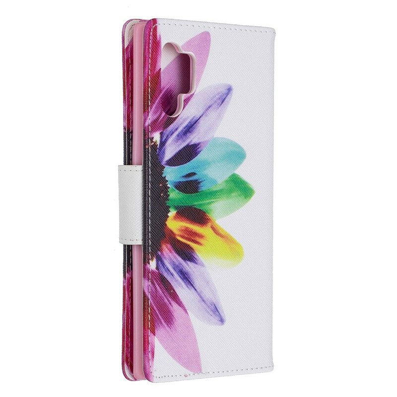 Custodia in pelle Samsung Galaxy Note 10 Plus Fiore Dell'acquerello