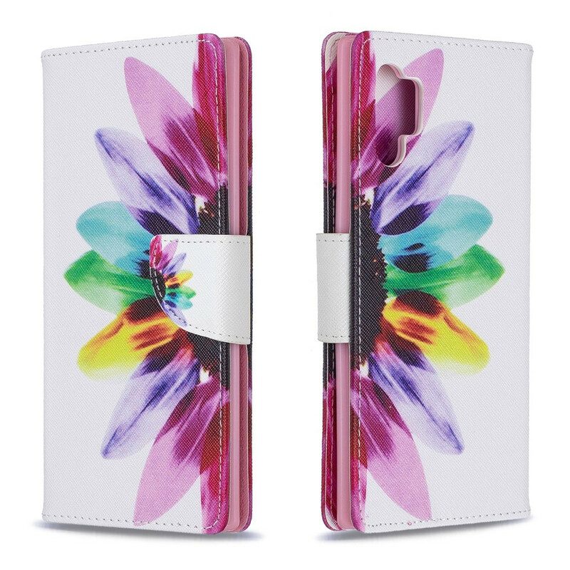 Custodia in pelle Samsung Galaxy Note 10 Plus Fiore Dell'acquerello