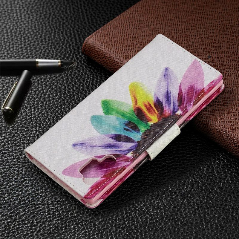 Custodia in pelle Samsung Galaxy Note 10 Plus Fiore Dell'acquerello