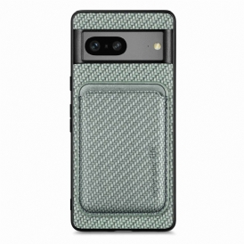 Cover Google Pixel 7 Portacarte Staccabile In Fibra Di Carbonio