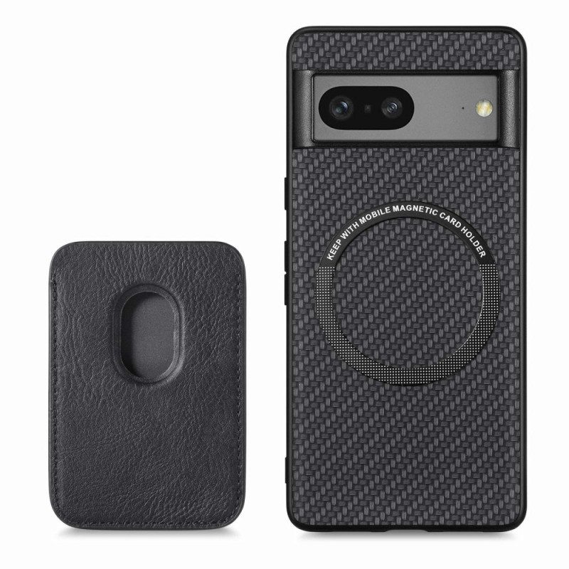 Cover Google Pixel 7 Portacarte Staccabile In Fibra Di Carbonio