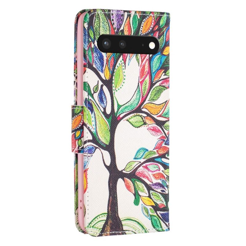 Custodia in pelle Google Pixel 7 Albero Dipinto