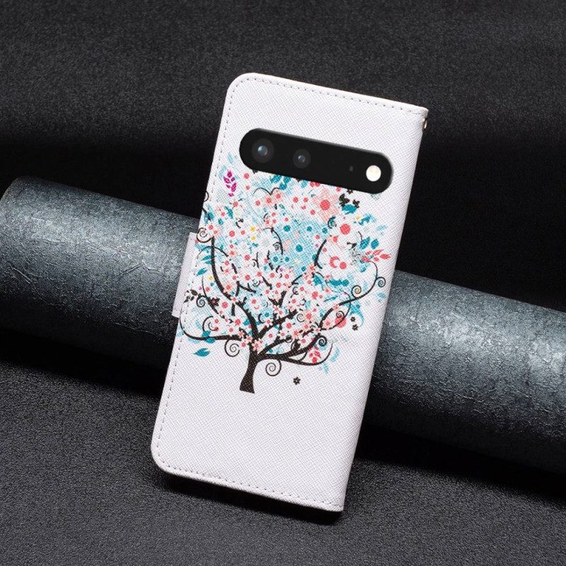 Custodia in pelle Google Pixel 7 Albero Fiorito