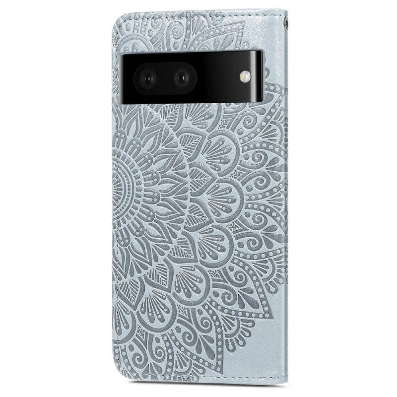 Custodia in pelle Google Pixel 7 Foglie Tribali