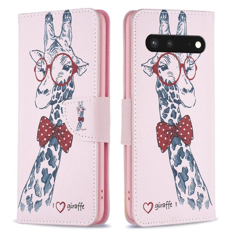 Custodia in pelle Google Pixel 7 Giraffa Intelligente