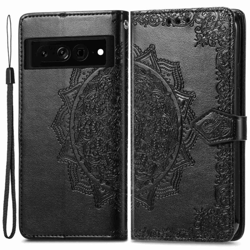 Custodia in pelle Google Pixel 7 Mandala Retrò Strappy