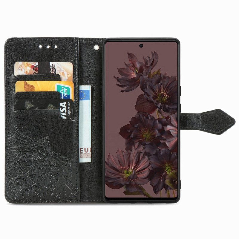 Custodia in pelle Google Pixel 7 Mandala Retrò Strappy