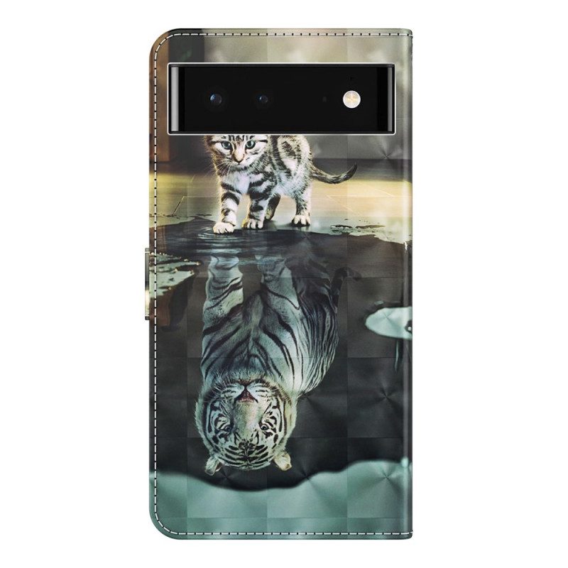 Custodia in pelle Google Pixel 7 Sogno Di Gattino Strappy