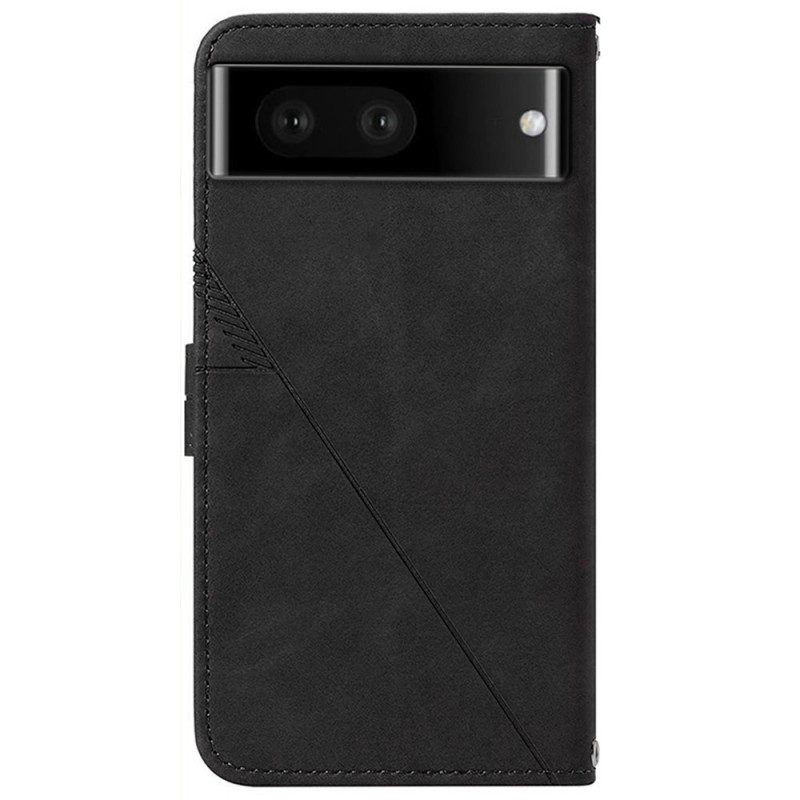 Custodia in pelle Google Pixel 7 Triangoli Con Tracolla