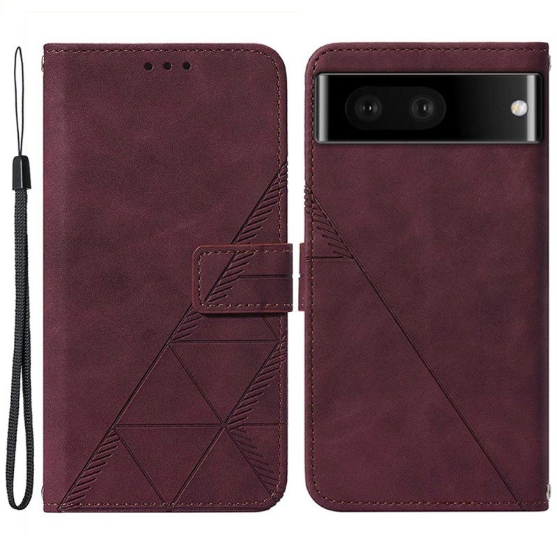 Custodia in pelle Google Pixel 7 Triangoli Di Cinturino