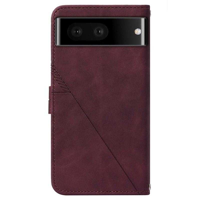 Custodia in pelle Google Pixel 7 Triangoli Di Cinturino