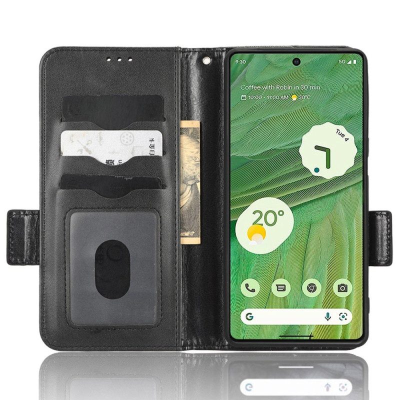 Custodia in pelle Google Pixel 7 Triangoli Stampati Con Cordino