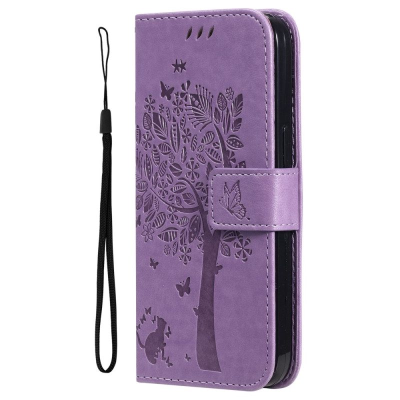 Folio Cover Google Pixel 7 Albero E Gatto Strappy