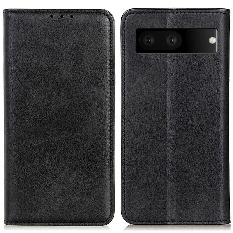 Folio Cover Google Pixel 7 Custodia in pelle Crosta Di Cuoio Classica