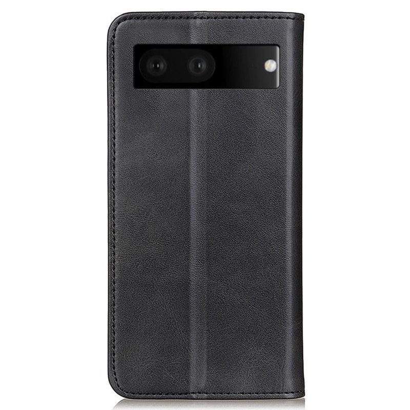 Folio Cover Google Pixel 7 Custodia in pelle Crosta Di Cuoio Classica