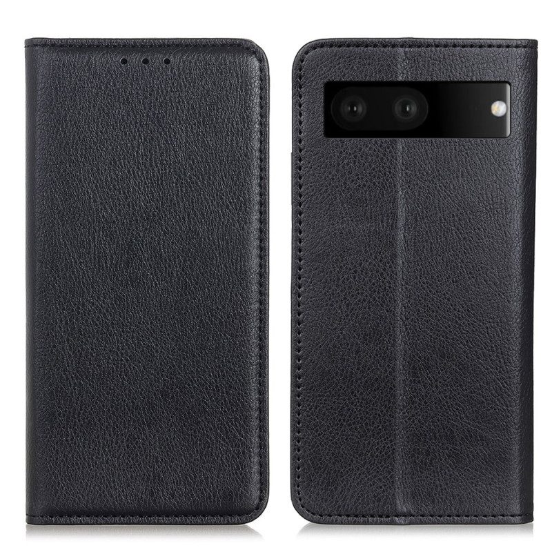 Folio Cover Google Pixel 7 Custodia in pelle Crosta Di Cuoio Litchi