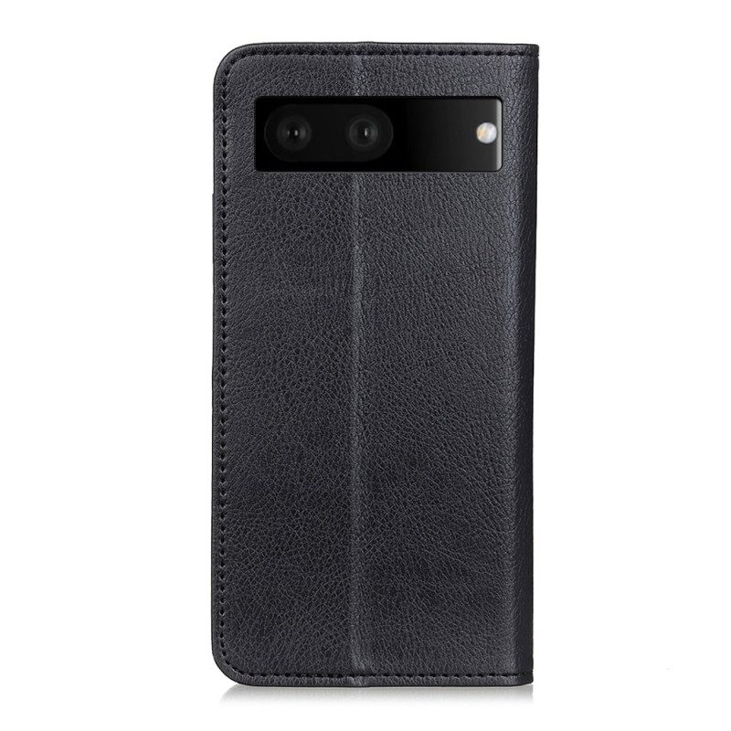 Folio Cover Google Pixel 7 Custodia in pelle Crosta Di Cuoio Litchi