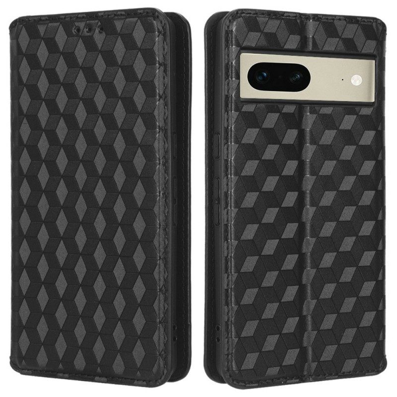 Folio Cover Google Pixel 7 Custodia in pelle Cubi 3d