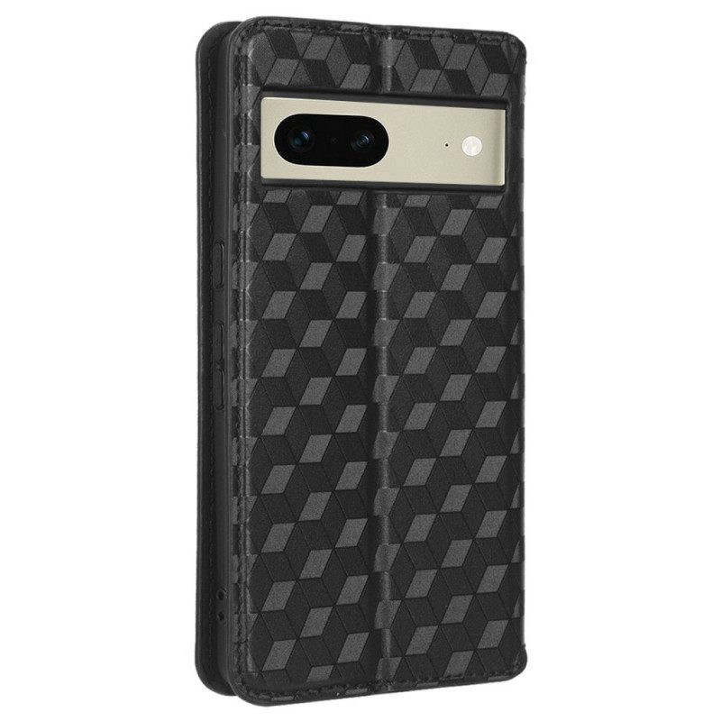 Folio Cover Google Pixel 7 Custodia in pelle Cubi 3d