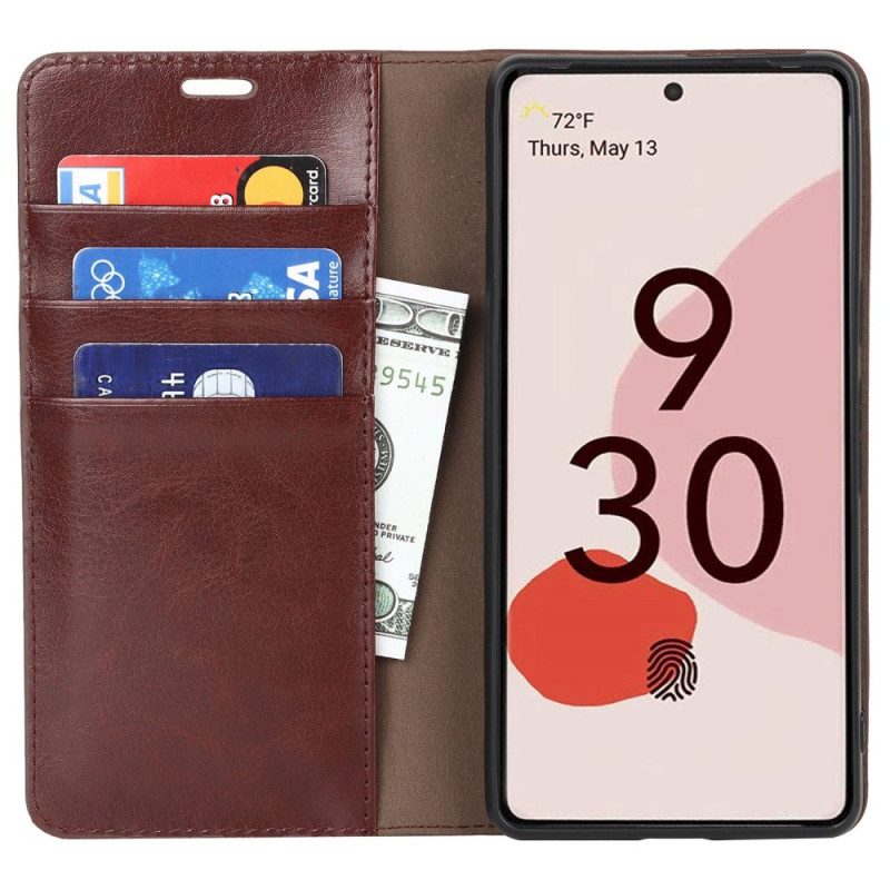 Folio Cover Google Pixel 7 Custodia in pelle Pelle Vera