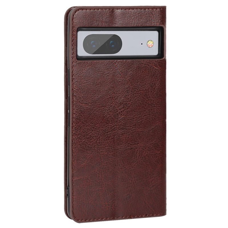 Folio Cover Google Pixel 7 Custodia in pelle Pelle Vera