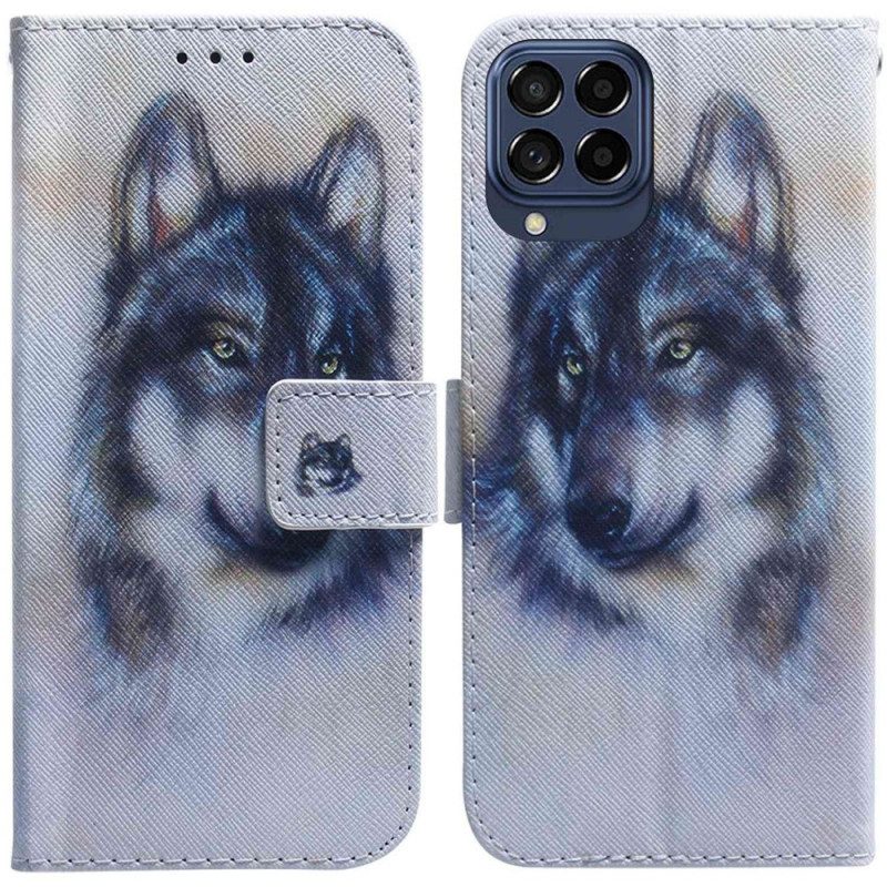 Custodia in pelle Samsung Galaxy M33 5G Cane Dell'acquerello