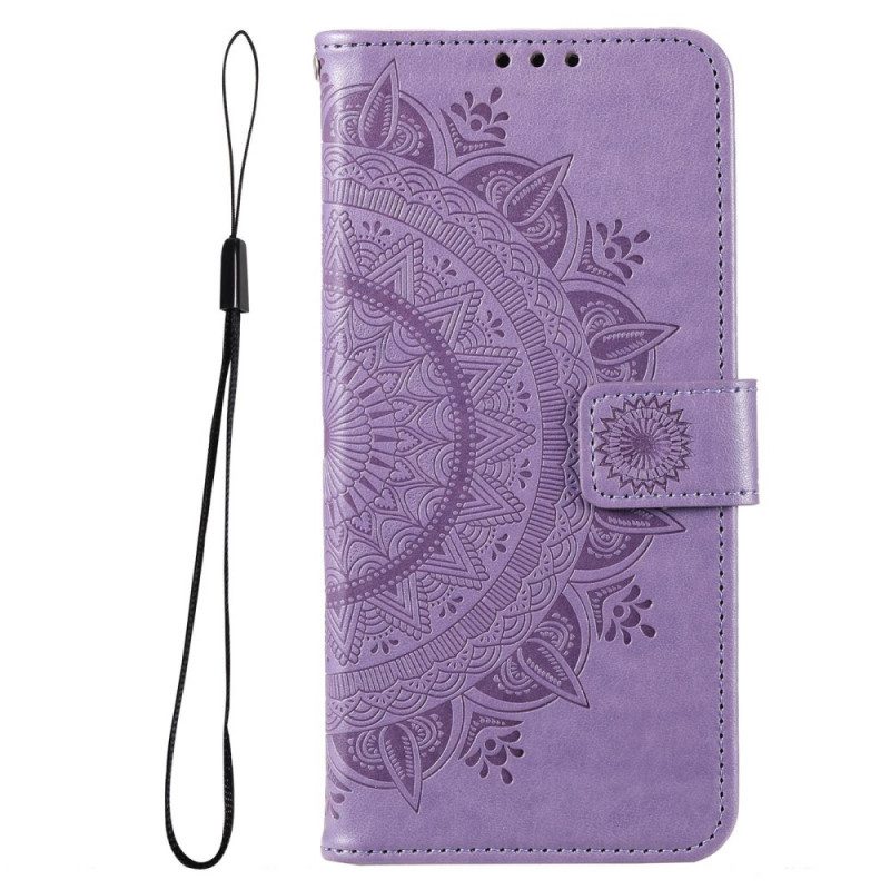 Custodia in pelle Samsung Galaxy M33 5G Mandala Del Sole Con Cinghie