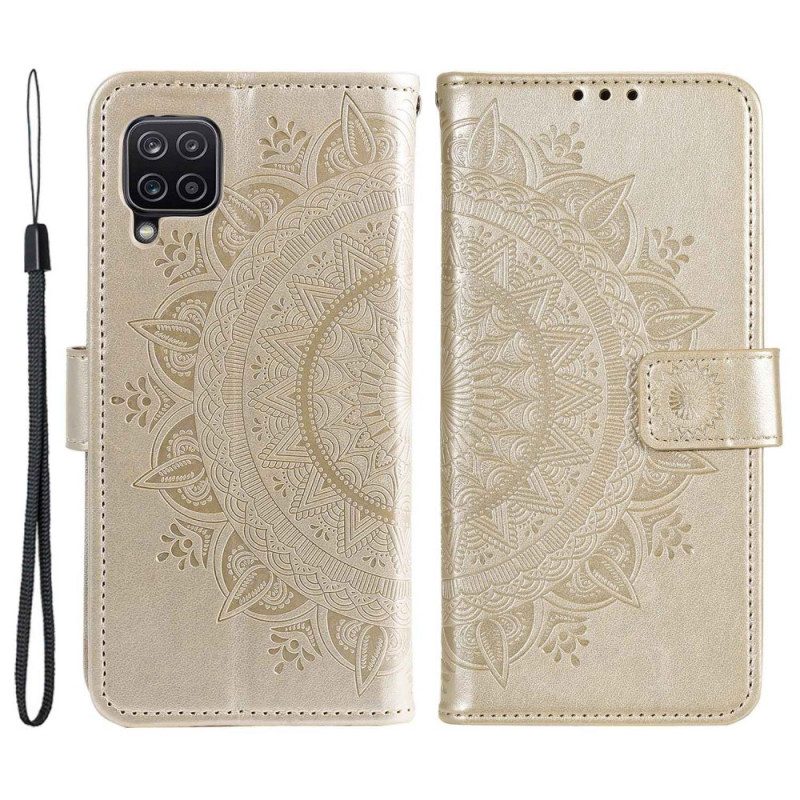 Custodia in pelle Samsung Galaxy M33 5G Mandala Del Sole Con Cinghie