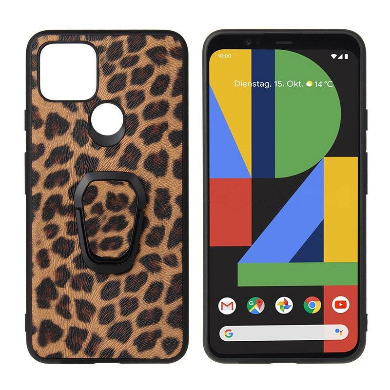 Cover Google Pixel 5 Supporto Per Anello Stile Leopardo