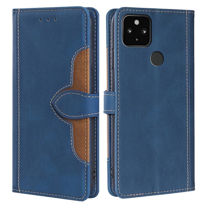 Custodia in pelle Google Pixel 5 Ecopelle Bicolore Elegante