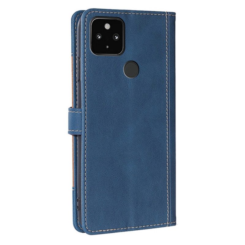 Custodia in pelle Google Pixel 5 Ecopelle Bicolore Elegante