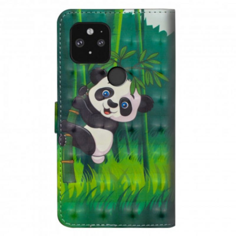 Custodia in pelle Google Pixel 5 Panda E Bambù